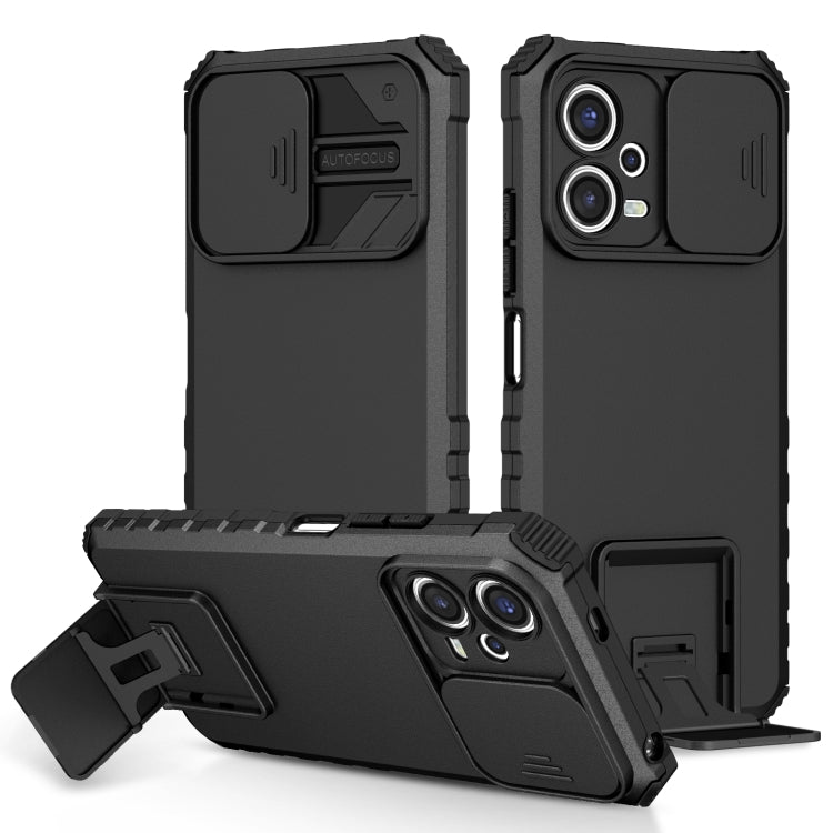 For Xiaomi Redmi Note 12 5G / Poco X5 Stereoscopic Holder Sliding Camshield Phone Case(Black) - Note 12 Cases by PMC Jewellery | Online Shopping South Africa | PMC Jewellery