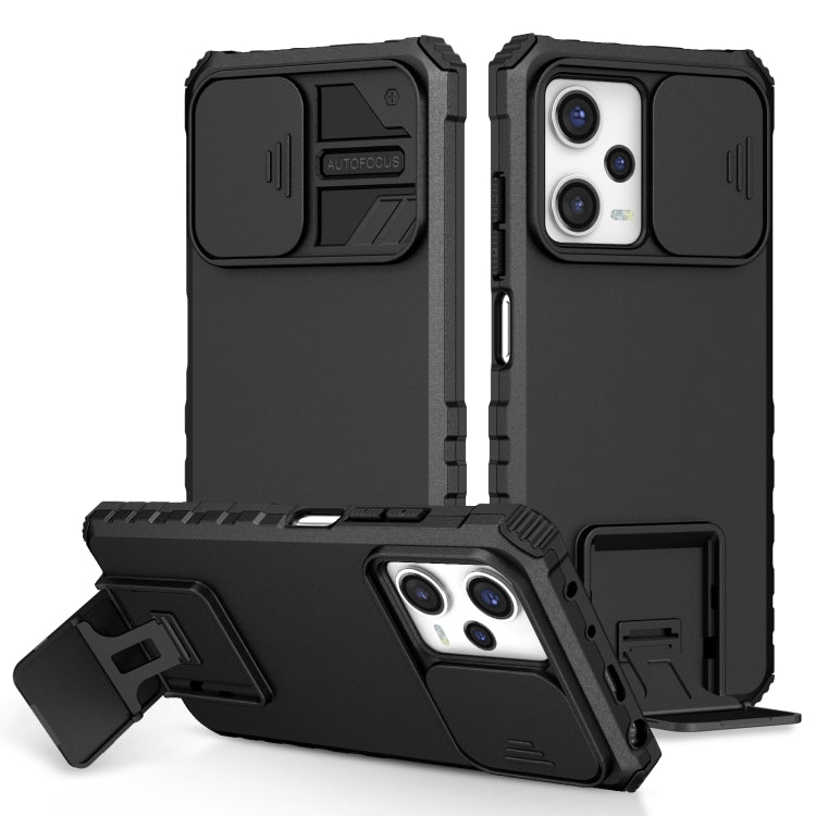 For Xiaomi Redmi Note 12 Pro 5G / Poco X5 Pro Stereoscopic Holder Sliding Camshield Phone Case(Black) - Note 12 Pro Cases by PMC Jewellery | Online Shopping South Africa | PMC Jewellery