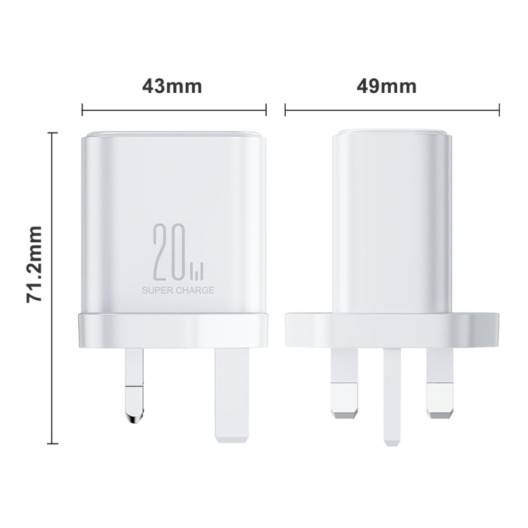 J0YROOM TCF05 20W USB+USB-C/Type-C Fast Charger, Specification:UK Plug(White) - USB Charger by JOYROOM | Online Shopping South Africa | PMC Jewellery