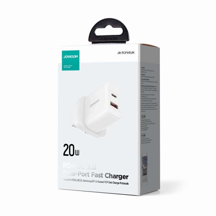 J0YROOM TCF05 20W USB+USB-C/Type-C Fast Charger, Specification:UK Plug(White) - USB Charger by JOYROOM | Online Shopping South Africa | PMC Jewellery