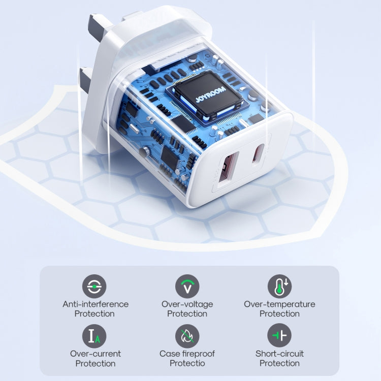 J0YROOM TCF05 20W USB+USB-C/Type-C Dual Interface Fast Charger Set, Specification:UK Plug(White) - USB Charger by JOYROOM | Online Shopping South Africa | PMC Jewellery