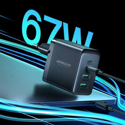 JOYROOM TCG02 Gallium Nitride 67W Dual USB+Dual USB-C/Type-C Multi-Port Charger Set, Specification:EU Plug(Black) - USB Charger by JOYROOM | Online Shopping South Africa | PMC Jewellery | Buy Now Pay Later Mobicred