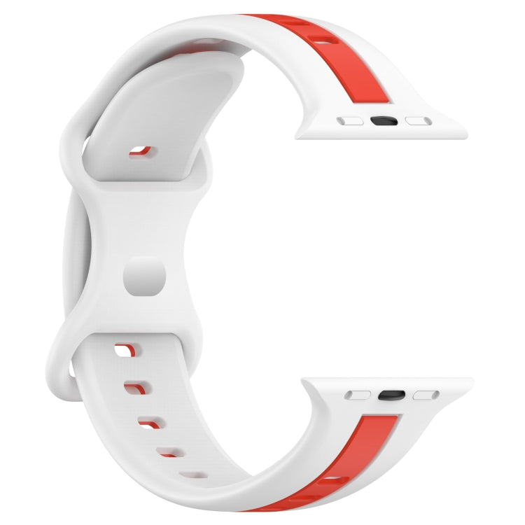 Nail Buckle Two-color Watch Band For Apple Watch Ultra 49mm / Series 8&7 45mm / SE 2&6&SE&5&4 44mm / 3&2&1 42mm(White Red) -  by PMC Jewellery | Online Shopping South Africa | PMC Jewellery