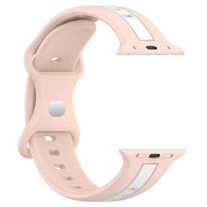 Nail Buckle Two-color Watch Band For Apple Watch Ultra 49mm / Series 8&7 45mm / SE 2&6&SE&5&4 44mm / 3&2&1 42mm(Pink White) -  by PMC Jewellery | Online Shopping South Africa | PMC Jewellery