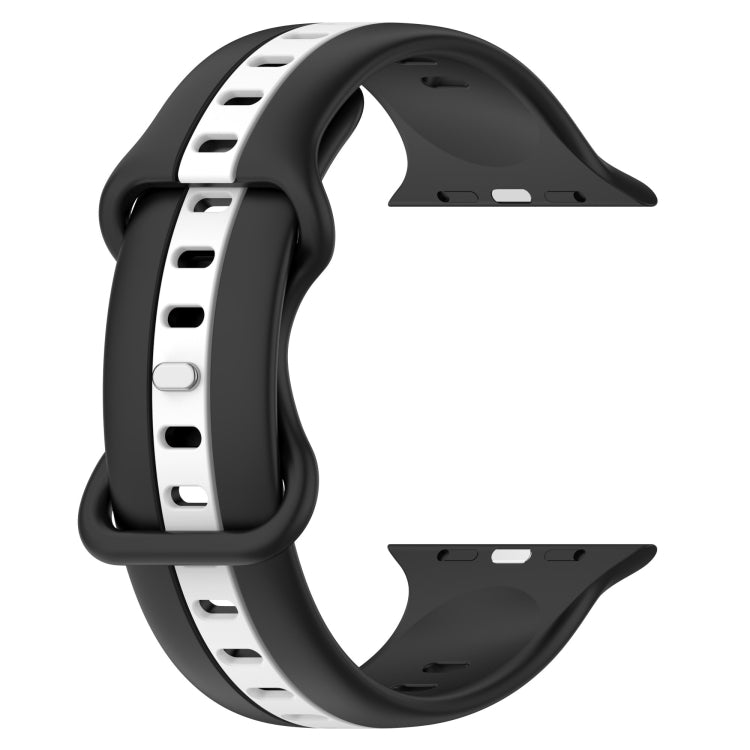 Nail Buckle Two-color Watch Band For Apple Watch Ultra 49mm / Series 8&7 45mm / SE 2&6&SE&5&4 44mm / 3&2&1 42mm(Black White) -  by PMC Jewellery | Online Shopping South Africa | PMC Jewellery