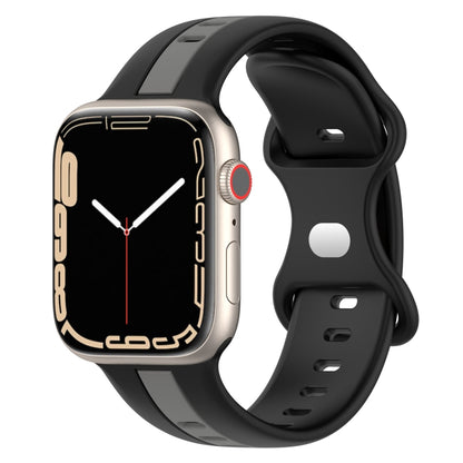 Nail Buckle Two-color Watch Band For Apple Watch Ultra 49mm / Series 8&7 45mm / SE 2&6&SE&5&4 44mm / 3&2&1 42mm(Black Grey) -  by PMC Jewellery | Online Shopping South Africa | PMC Jewellery