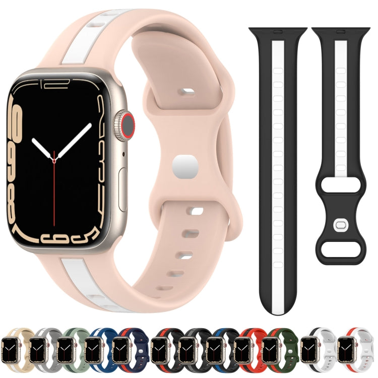 Nail Buckle Two-color Watch Band For Apple Watch Ultra 49mm / Series 8&7 45mm / SE 2&6&SE&5&4 44mm / 3&2&1 42mm(Black White) -  by PMC Jewellery | Online Shopping South Africa | PMC Jewellery