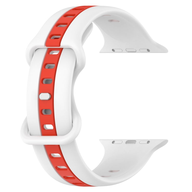 Nail Buckle Two-color Watch Band For Apple Watch Series 8&7 41mm / SE 2&6&SE&5&4 40mm / 3&2&1 38mm(White Red) -  by PMC Jewellery | Online Shopping South Africa | PMC Jewellery