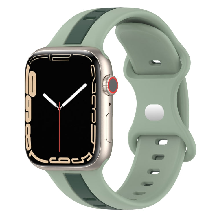 Nail Buckle Two-color Watch Band For Apple Watch Series 8&7 41mm / SE 2&6&SE&5&4 40mm / 3&2&1 38mm(Light Green + Dark Green) -  by PMC Jewellery | Online Shopping South Africa | PMC Jewellery