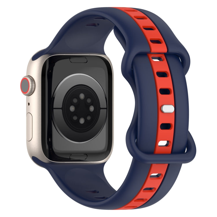 Nail Buckle Two-color Watch Band For Apple Watch Series 8&7 41mm / SE 2&6&SE&5&4 40mm / 3&2&1 38mm(Midnight Blue + Red) -  by PMC Jewellery | Online Shopping South Africa | PMC Jewellery