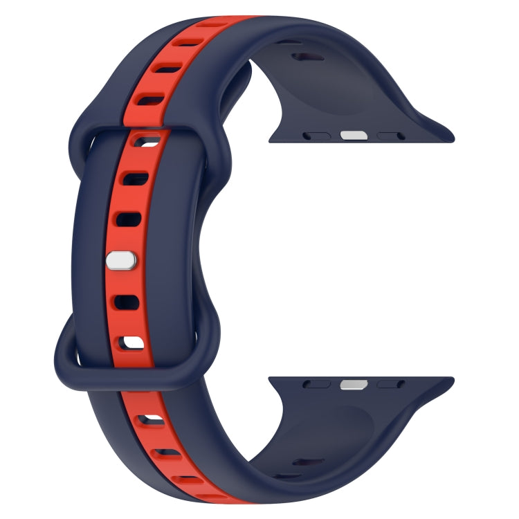 Nail Buckle Two-color Watch Band For Apple Watch Series 8&7 41mm / SE 2&6&SE&5&4 40mm / 3&2&1 38mm(Midnight Blue + Red) -  by PMC Jewellery | Online Shopping South Africa | PMC Jewellery