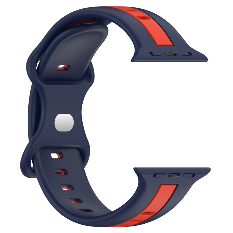 Nail Buckle Two-color Watch Band For Apple Watch Series 8&7 41mm / SE 2&6&SE&5&4 40mm / 3&2&1 38mm(Midnight Blue + Red) -  by PMC Jewellery | Online Shopping South Africa | PMC Jewellery