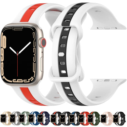 Nail Buckle Two-color Watch Band For Apple Watch Series 8&7 41mm / SE 2&6&SE&5&4 40mm / 3&2&1 38mm(Light Grey White) -  by PMC Jewellery | Online Shopping South Africa | PMC Jewellery