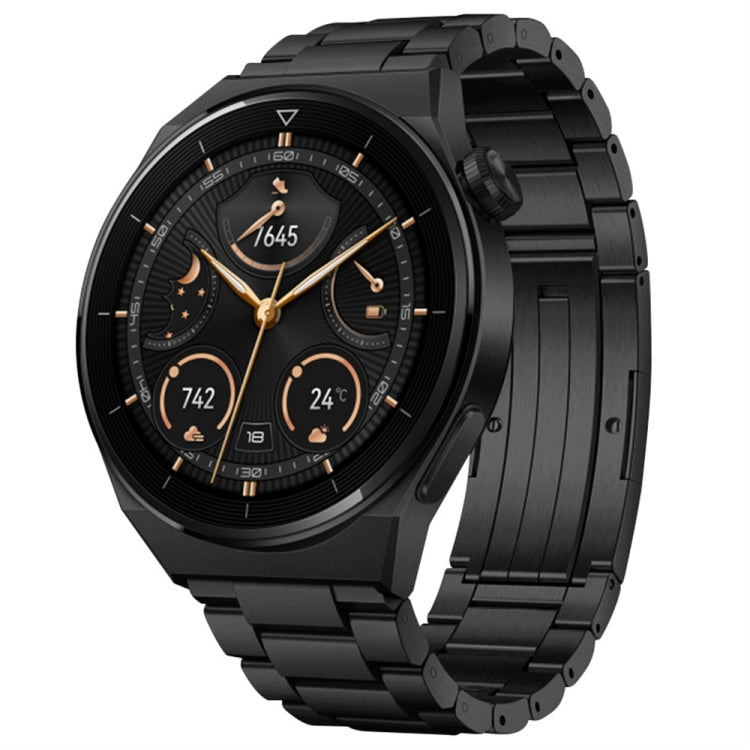 For Huawei Watch Buds / GT3 SE / GT3 Pro 22mm Universal Three Strains Ttanium Steel Watch Band(Black) -  by PMC Jewellery | Online Shopping South Africa | PMC Jewellery