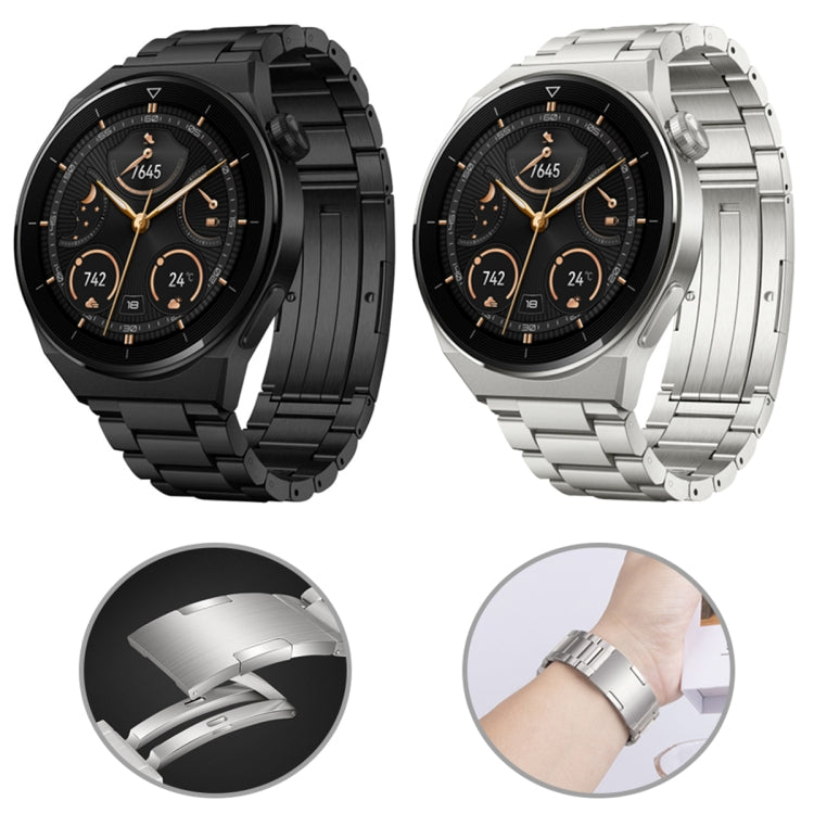 For Huawei Watch Buds / GT3 SE / GT3 Pro 22mm Universal Three Strains Ttanium Steel Watch Band(Black) -  by PMC Jewellery | Online Shopping South Africa | PMC Jewellery