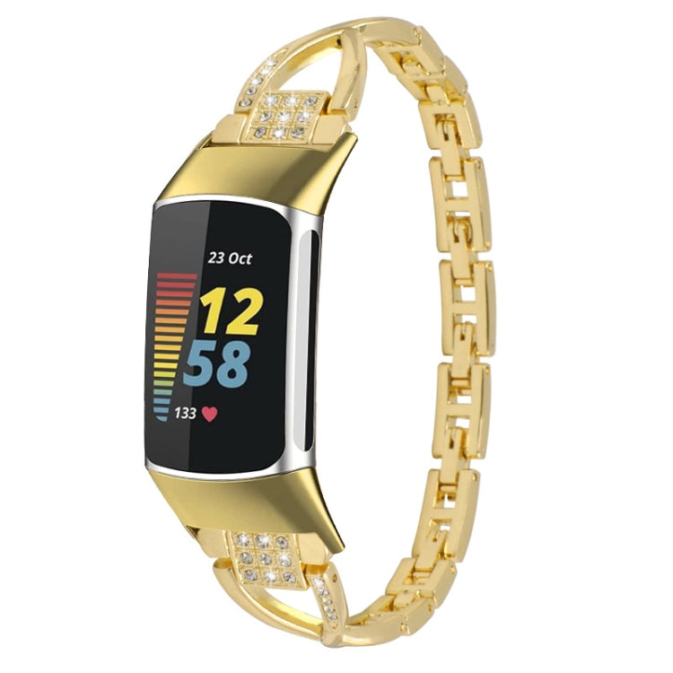 For Fitbit Charge 3 / 4 Diamond Metal Watch Band(Gold) - Smart Wear by PMC Jewellery | Online Shopping South Africa | PMC Jewellery