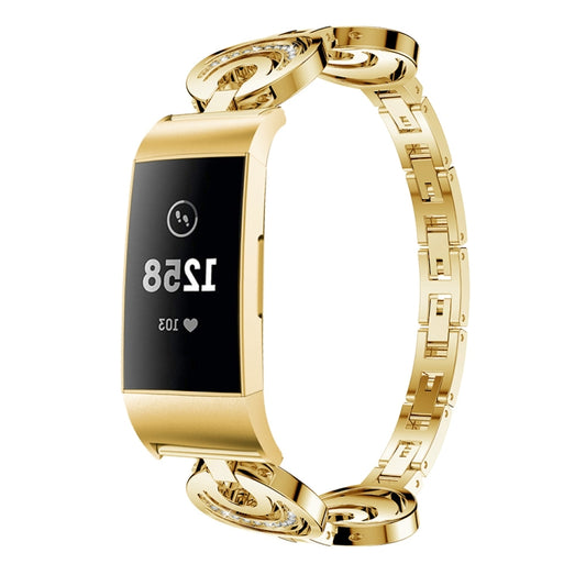 For Fitbit Charge 3 / 4 Sun Moon Star Diamond Metal Watch Band(Gold) - Smart Wear by PMC Jewellery | Online Shopping South Africa | PMC Jewellery