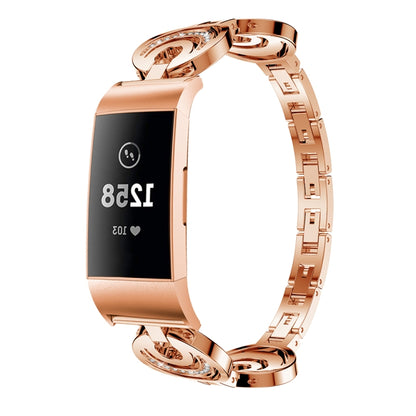 For Fitbit Charge 3 / 4 Sun Moon Star Diamond Metal Watch Band(Rose Gold) -  by PMC Jewellery | Online Shopping South Africa | PMC Jewellery