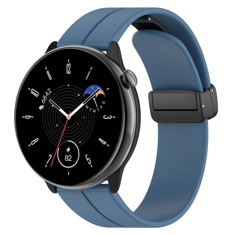 For Amazfit GTR Mini Magnetic Fold Clasp Black Buckle Silicone Watch Band(Blue) -  by PMC Jewellery | Online Shopping South Africa | PMC Jewellery