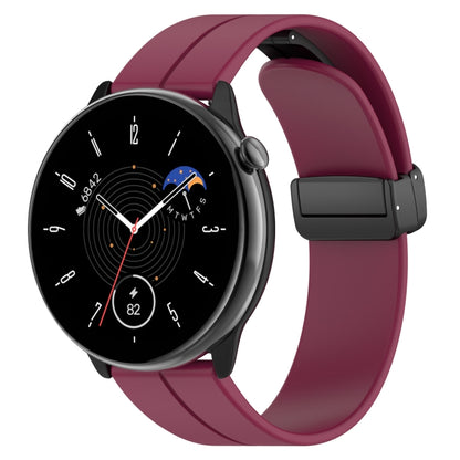 For Amazfit GTR Mini Magnetic Fold Clasp Black Buckle Silicone Watch Band(Wine Red) -  by PMC Jewellery | Online Shopping South Africa | PMC Jewellery