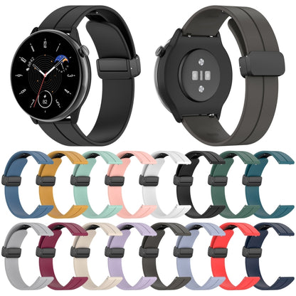 For Amazfit GTR Mini Magnetic Fold Clasp Black Buckle Silicone Watch Band(Light Grey) -  by PMC Jewellery | Online Shopping South Africa | PMC Jewellery