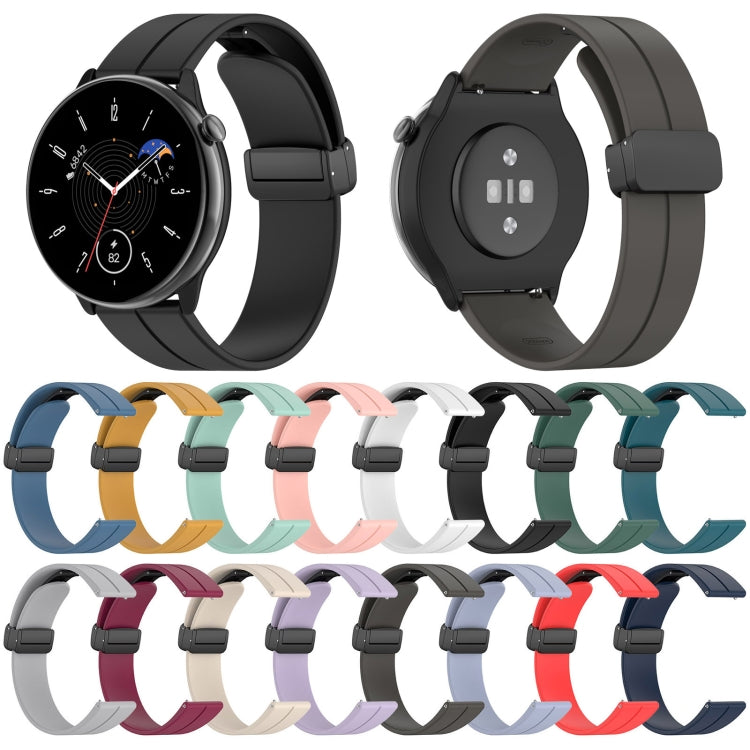 For Amazfit GTR Mini Magnetic Fold Clasp Black Buckle Silicone Watch Band(Black) -  by PMC Jewellery | Online Shopping South Africa | PMC Jewellery