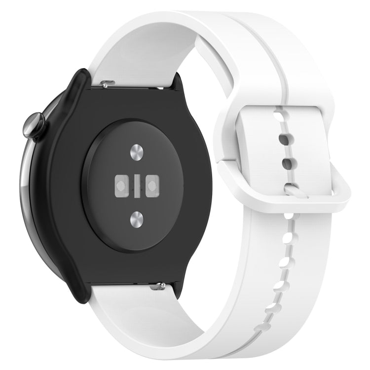 For Amazfit GTR Mini 20mm Flat Head Groove Reverse Buckle Silicone Watch Band(White) -  by PMC Jewellery | Online Shopping South Africa | PMC Jewellery