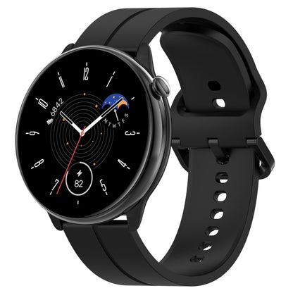 For Amazfit GTR Mini 20mm Flat Head Groove Reverse Buckle Silicone Watch Band(Black) -  by PMC Jewellery | Online Shopping South Africa | PMC Jewellery