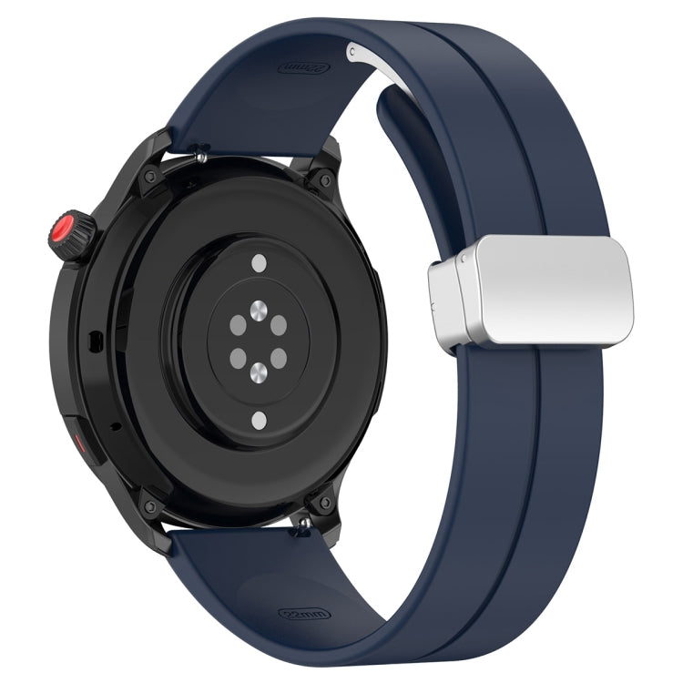 For Amazfit GTR 4 Magnetic Fold Clasp Silver Buckle Silicone Watch Band(Midnight Blue) -  by PMC Jewellery | Online Shopping South Africa | PMC Jewellery