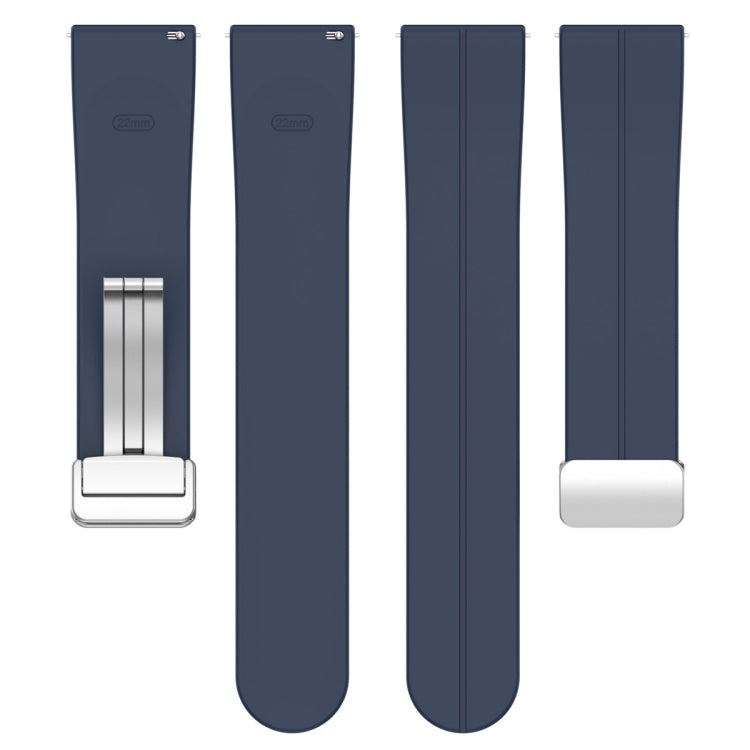 For Amazfit GTR 4 Magnetic Fold Clasp Silver Buckle Silicone Watch Band(Midnight Blue) -  by PMC Jewellery | Online Shopping South Africa | PMC Jewellery