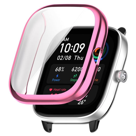 For Amazfit GTS4 Mini Full Coverage TPU Electroplating Watch Protective Case(Pink) -  by PMC Jewellery | Online Shopping South Africa | PMC Jewellery