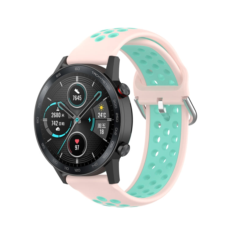 For Honor Watch GS 3i 22mm Sports Two-tone Silicone Watch Band(Pink Teal) - Smart Wear by PMC Jewellery | Online Shopping South Africa | PMC Jewellery