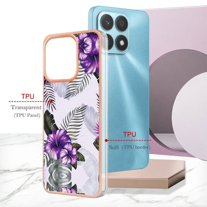 For Honor X8a Electroplating IMD TPU Phone Case(Purple Flower) - Honor Cases by PMC Jewellery | Online Shopping South Africa | PMC Jewellery