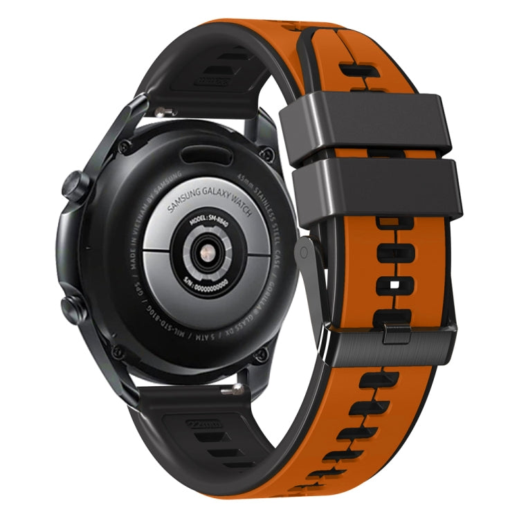 20mm Universal Vertical Line Two-Color Silicone Watch Band(Orange+Black) - Smart Wear by PMC TechLife | Online Shopping South Africa | PMC TechLife