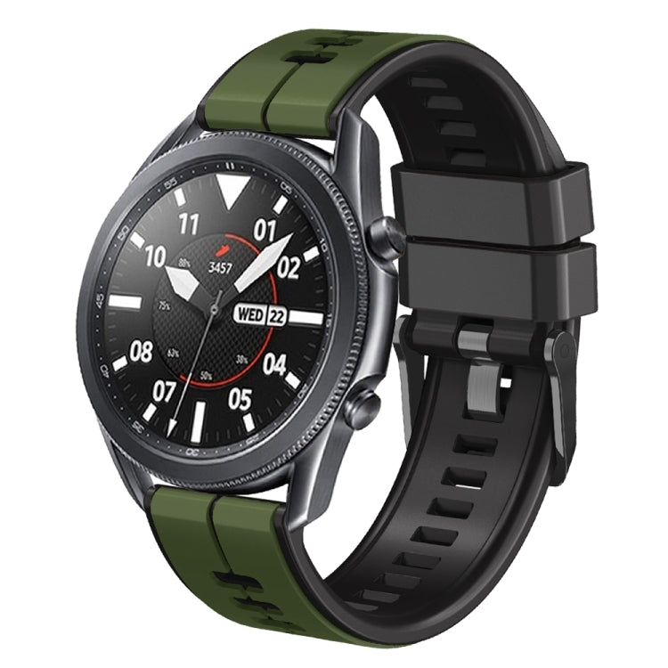 20mm Universal Vertical Line Two-Color Silicone Watch Band(Army Green+Black) - Smart Wear by PMC Jewellery | Online Shopping South Africa | PMC Jewellery