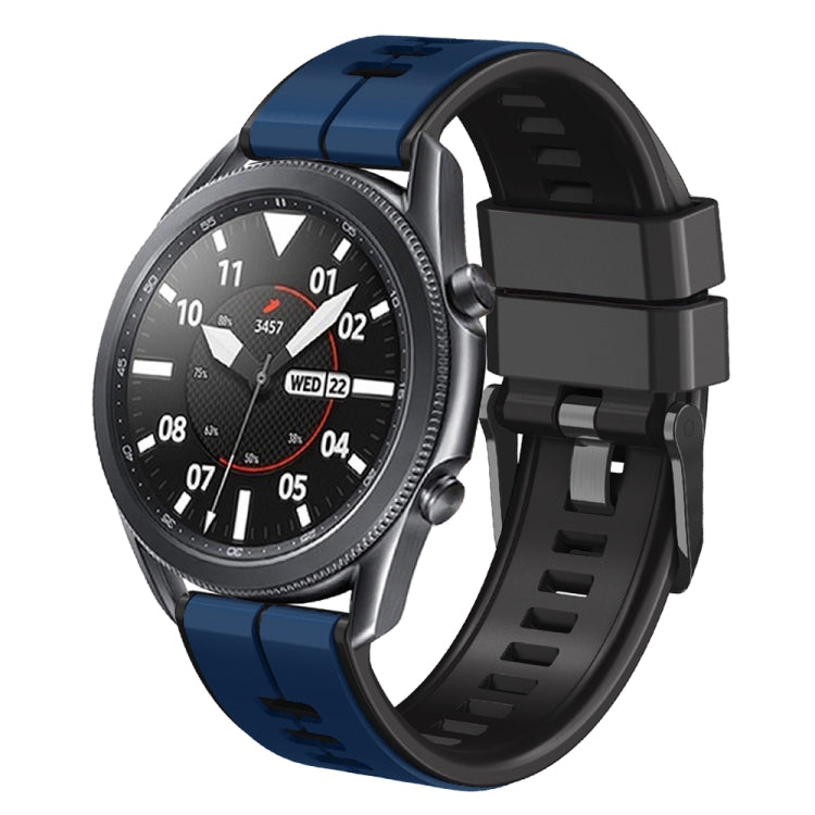 20mm Universal Vertical Line Two-Color Silicone Watch Band(Dark Blue+Black) - Smart Wear by PMC TechLife | Online Shopping South Africa | PMC TechLife