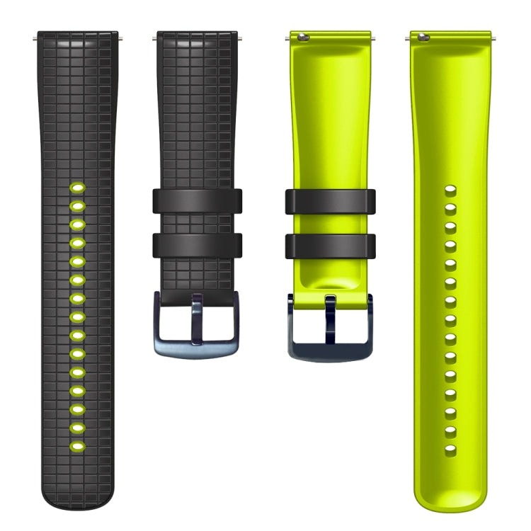 20mm Universal Mesh Two-Tone Silicone Watch Band(Black Lime) - Smart Wear by PMC Jewellery | Online Shopping South Africa | PMC Jewellery