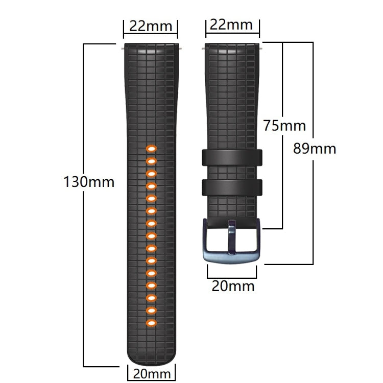 20mm Universal Mesh Two-Tone Silicone Watch Band(Orange Black) - Smart Wear by PMC Jewellery | Online Shopping South Africa | PMC Jewellery