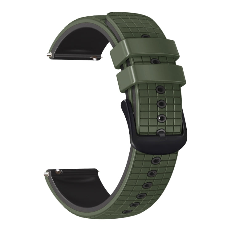 22mm Universal Mesh Two-Tone Silicone Watch Band(Army Green Black) - Smart Wear by PMC Jewellery | Online Shopping South Africa | PMC Jewellery