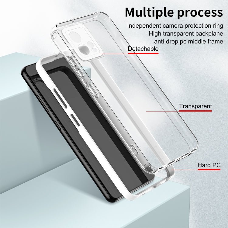 For Motorola Moto G72 5G 3 in 1 Clear TPU Color PC Frame Phone Case(White) - Motorola Cases by PMC Jewellery | Online Shopping South Africa | PMC Jewellery