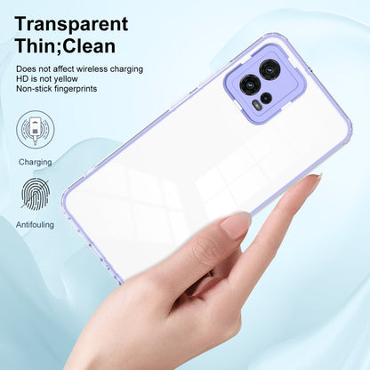 For Motorola Moto G72 5G 3 in 1 Clear TPU Color PC Frame Phone Case(Purple) - Motorola Cases by PMC Jewellery | Online Shopping South Africa | PMC Jewellery