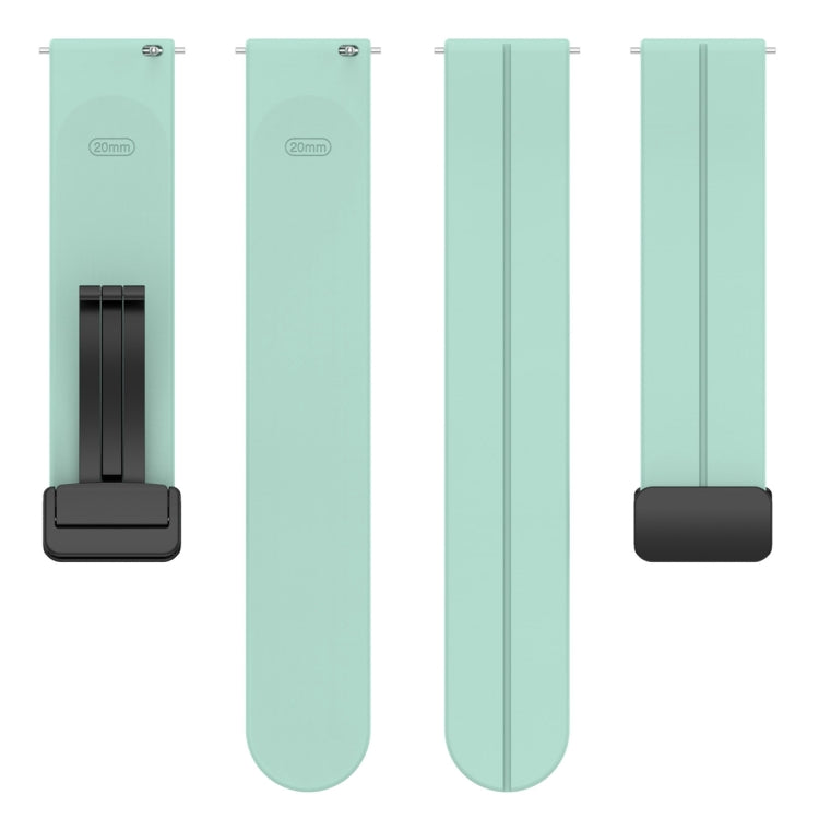 20mm Universal Flat Head Groove Folding Black Buckle Silicone Watch Band(Teal) - Smart Wear by PMC TechLife | Online Shopping South Africa | PMC TechLife