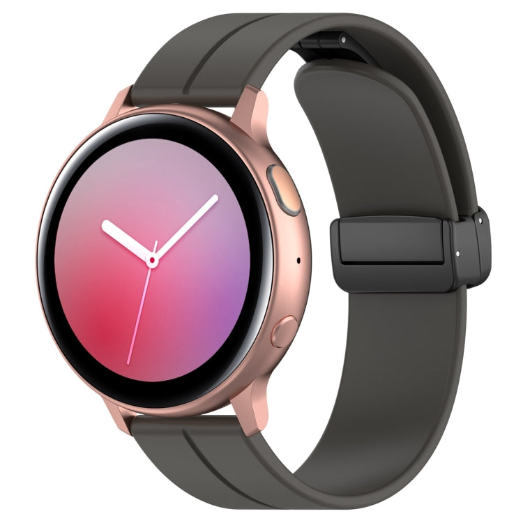 20mm Universal Flat Head Groove Folding Black Buckle Silicone Watch Band(Space Grey) - Smart Wear by PMC TechLife | Online Shopping South Africa | PMC TechLife