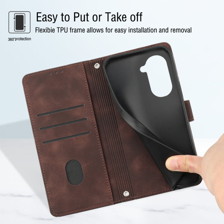 For Huawei nova 10 Skin-feel Embossed Leather Phone Case(Brown) - free shipping - PMC TechLife - Order now!