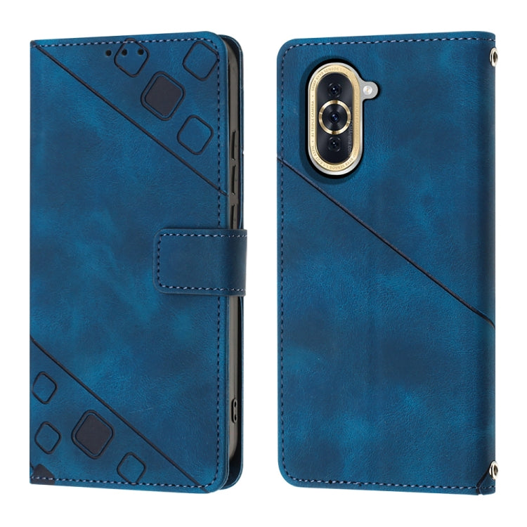 For Huawei nova 10 Skin-feel Embossed Leather Phone Case(Blue) - Huawei Cases by PMC Jewellery | Online Shopping South Africa | PMC Jewellery