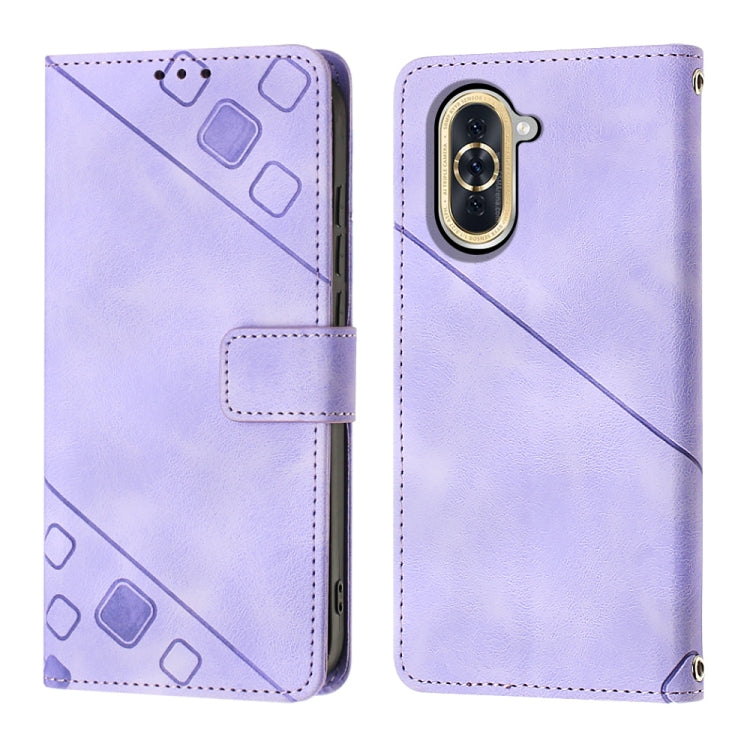 For Huawei nova 10 Skin-feel Embossed Leather Phone Case(Light Purple) - Huawei Cases by PMC Jewellery | Online Shopping South Africa | PMC Jewellery