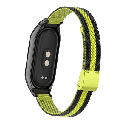 For Xiaomi Mi Band 8 Integrated Metal Case + Steel Mesh Buckle Watch Band(Black+Yellow) - Smart Wear by PMC Jewellery | Online Shopping South Africa | PMC Jewellery