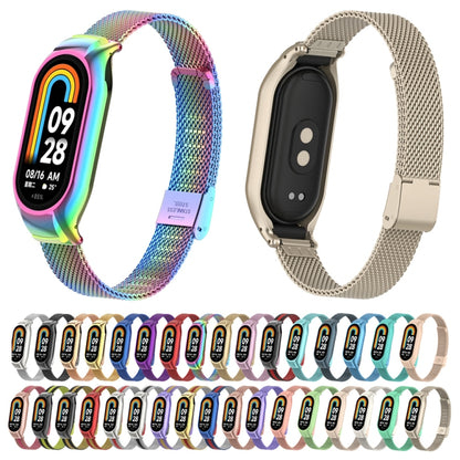 For Xiaomi Mi Band 8 Integrated Metal Case + Steel Mesh Buckle Watch Band(Colorful) - Smart Wear by PMC Jewellery | Online Shopping South Africa | PMC Jewellery