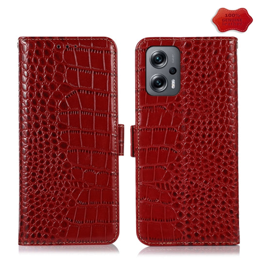 For Xiaomi Redmi Note 12 Turbo Crocodile Top Layer Cowhide Leather Phone Case(Red) - Xiaomi Cases by PMC Jewellery | Online Shopping South Africa | PMC Jewellery