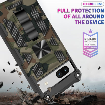 For Google Pixel 7a Camouflage Armor Kickstand TPU + PC Magnetic Phone Case(Mint Green) - Google Cases by PMC Jewellery | Online Shopping South Africa | PMC Jewellery